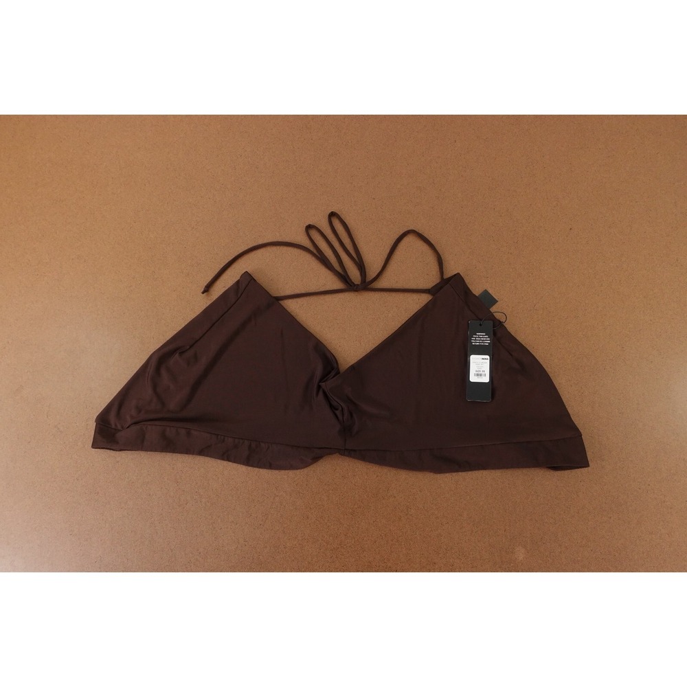 Fashion Nova Women's Size 2X Dark Brown Triangle Halter Top NWT